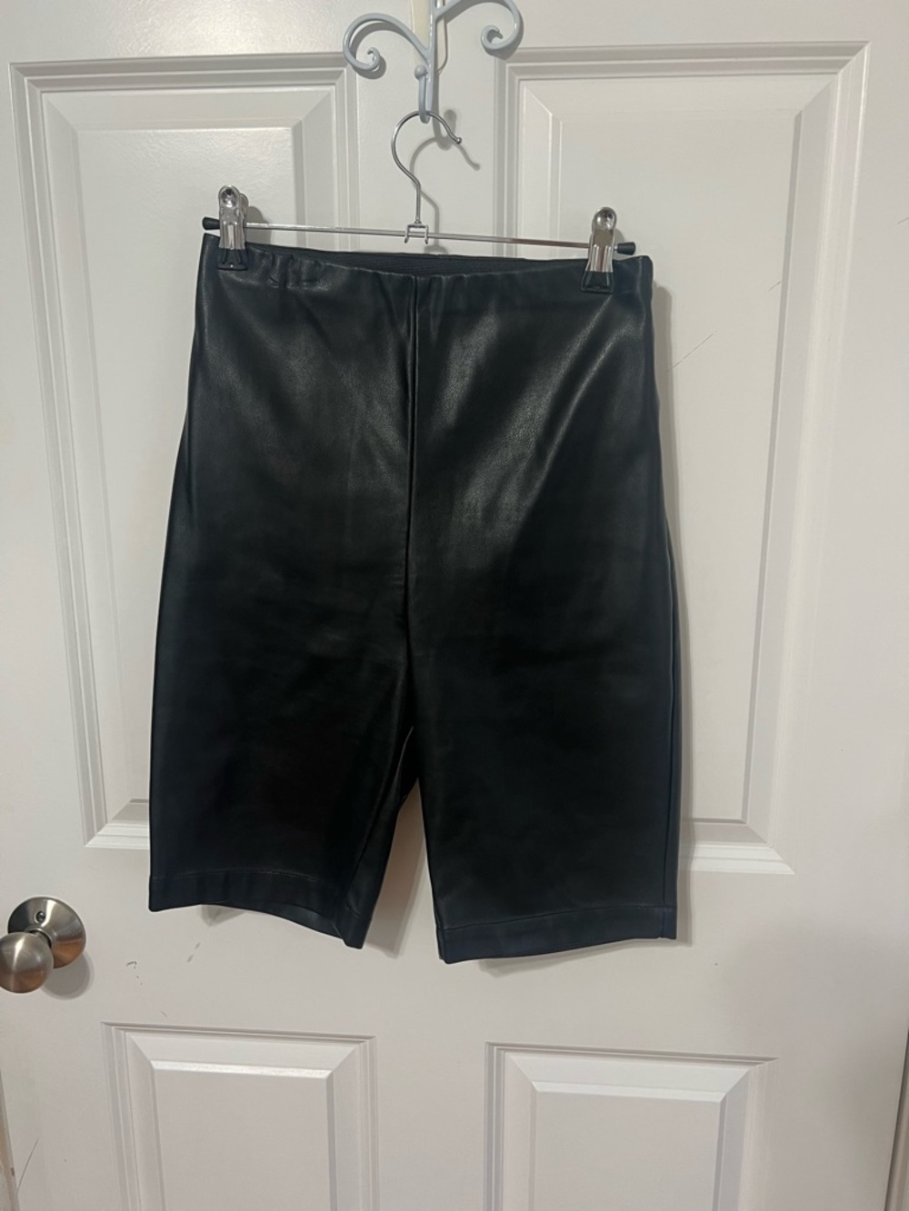 Black Faux Leather Biker Shorts
